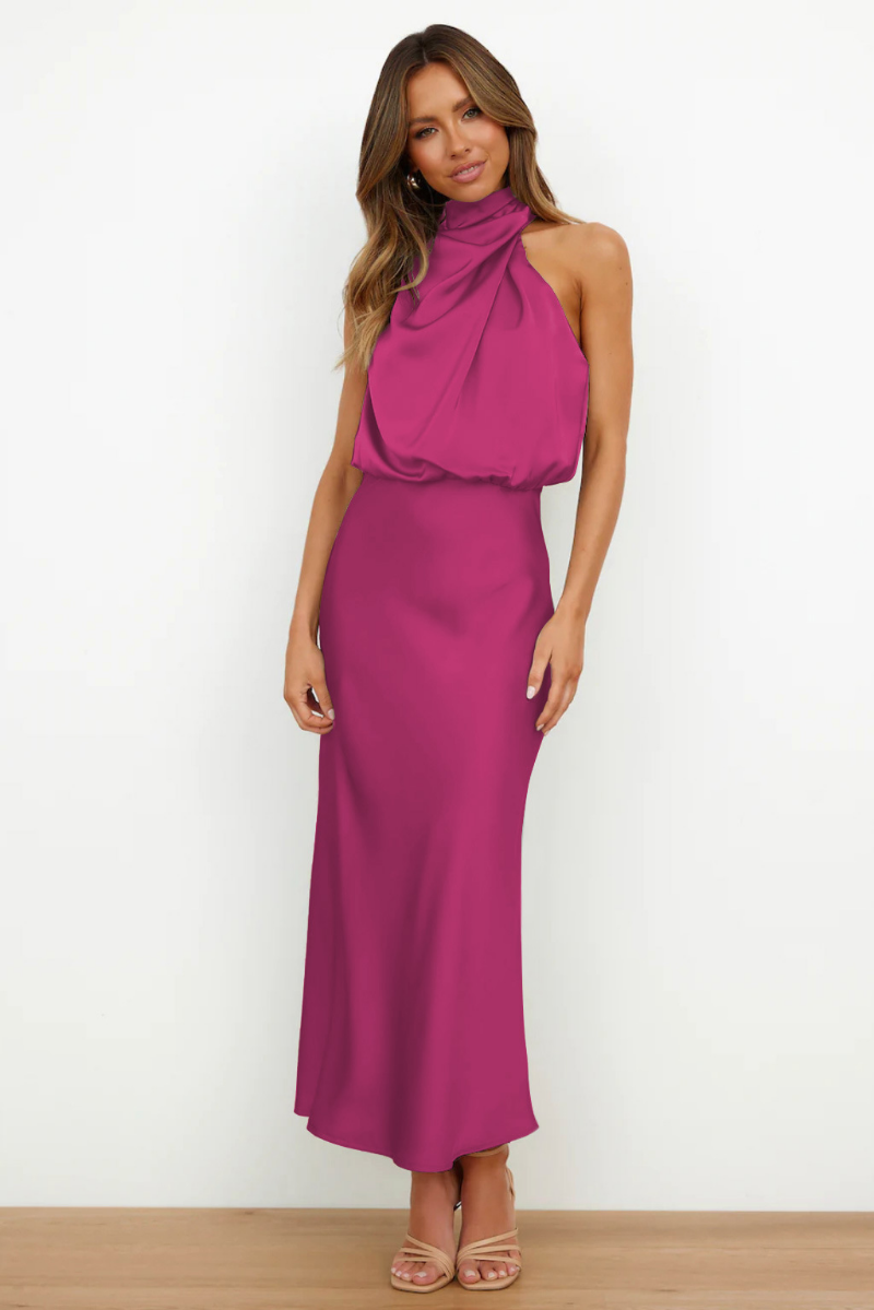 Women's Maxi Dress with Asymmetric Neckline