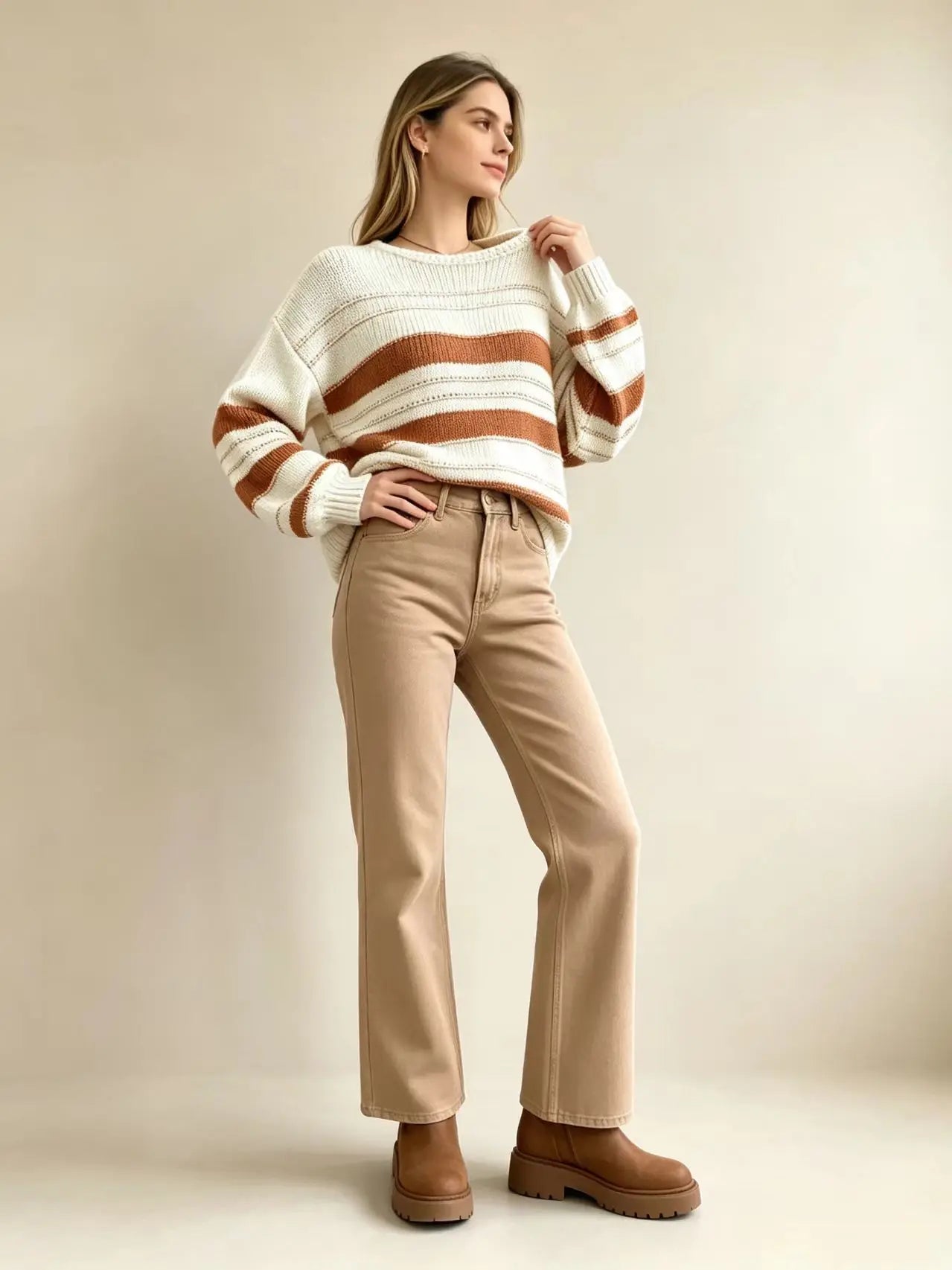 Women's Casual Oversized Striped Sweater
