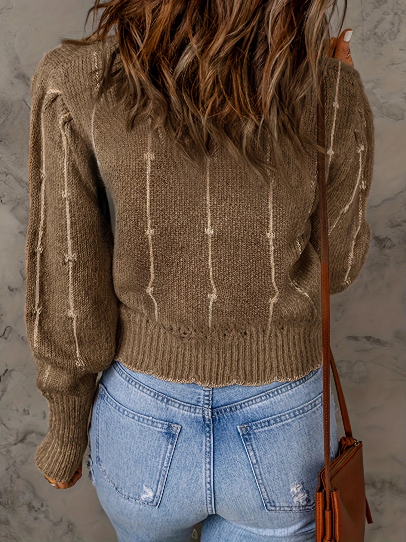 Women's Ribbed Crewneck Cropped Sweater