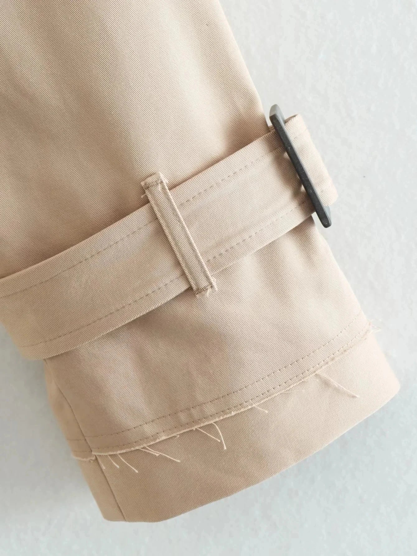 Women's Cropped Trench Jacket with Belted Waist