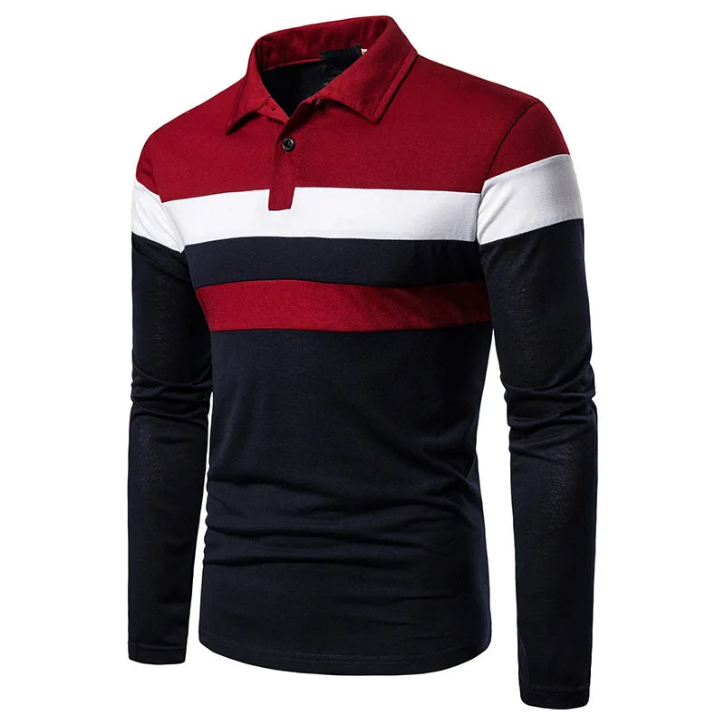 The Fairdale Men's Striped Long Sleeve Polo Shirt