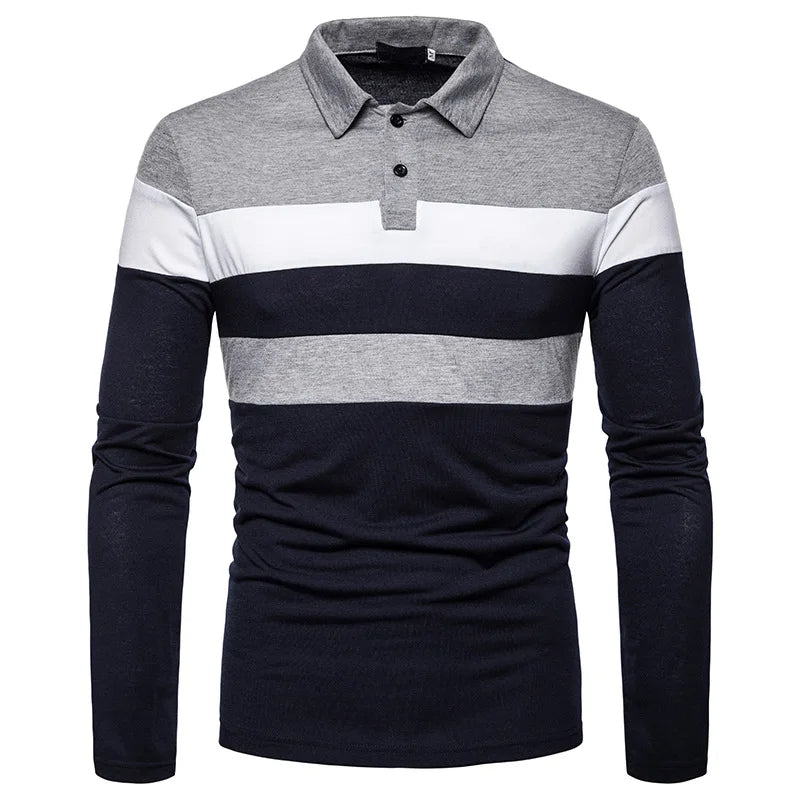 The Fairdale Men's Striped Long Sleeve Polo Shirt