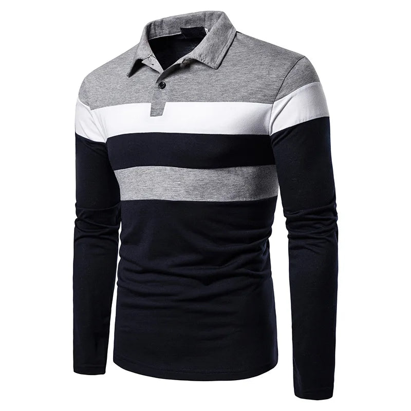The Fairdale Men's Striped Long Sleeve Polo Shirt