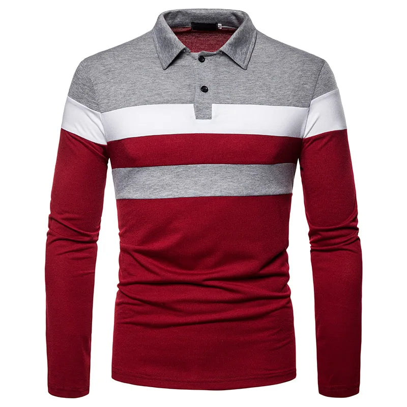 The Fairdale Men's Striped Long Sleeve Polo Shirt
