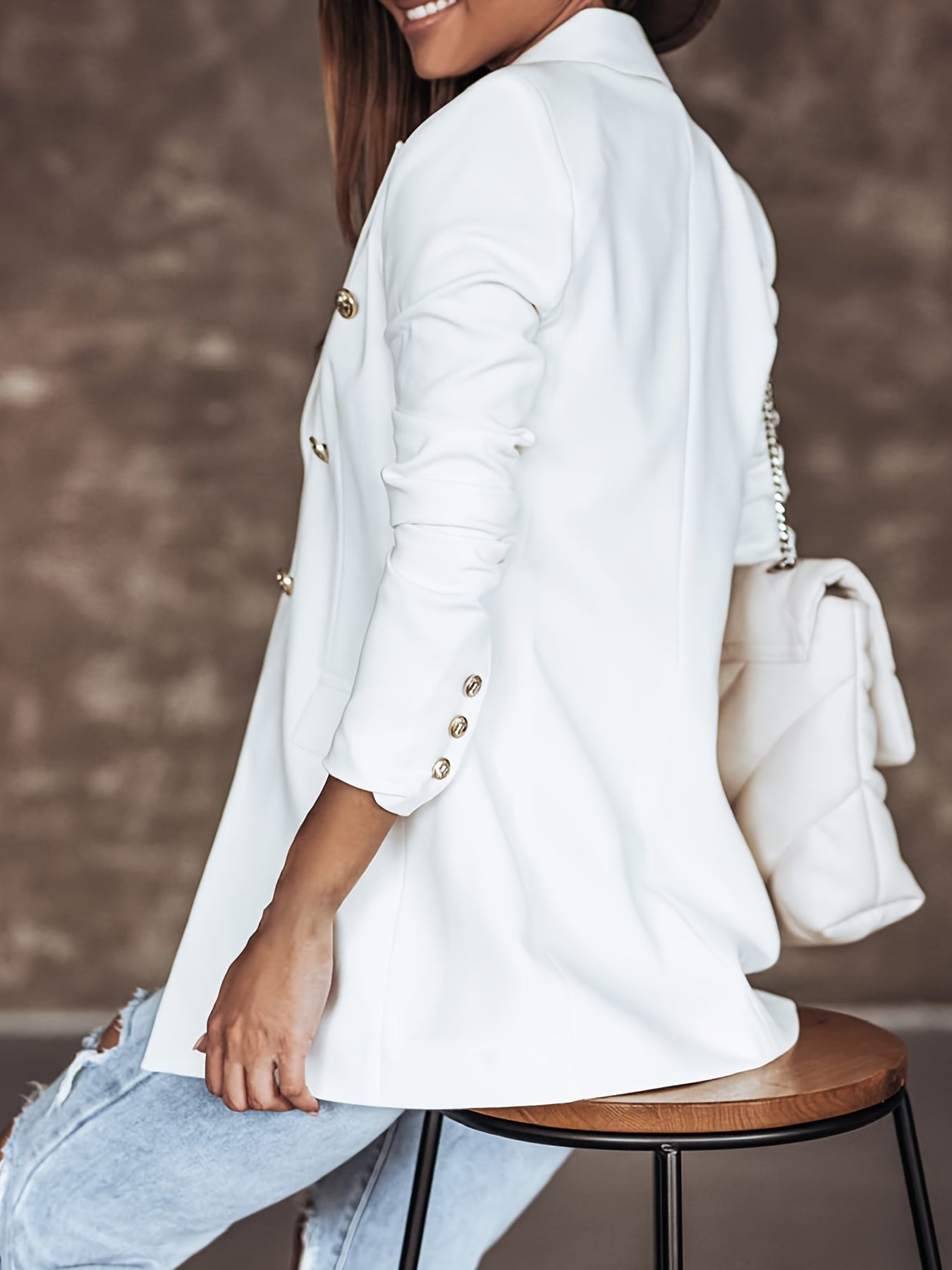 Women's Double Breasted Long Sleeve Blazer