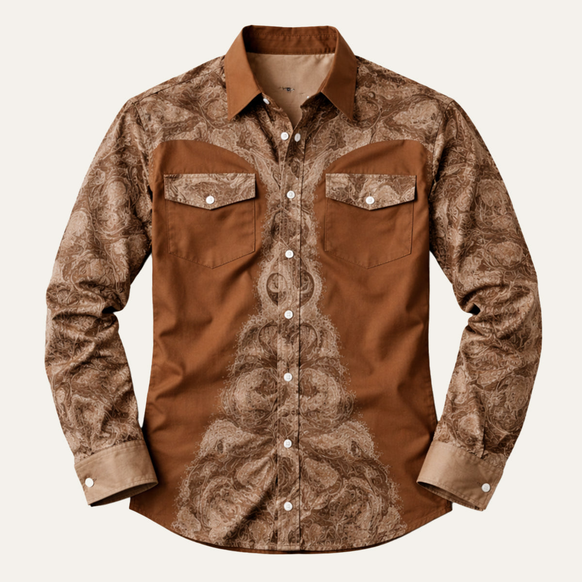 The Brookcrest Men’s Two Tone Patchwork Western Retro Denim Shirt