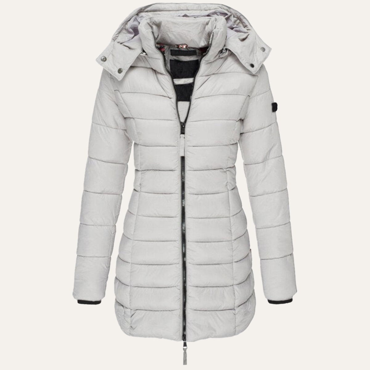 Women's Hooded Down Jacket for Autumn/Winter with Zipper