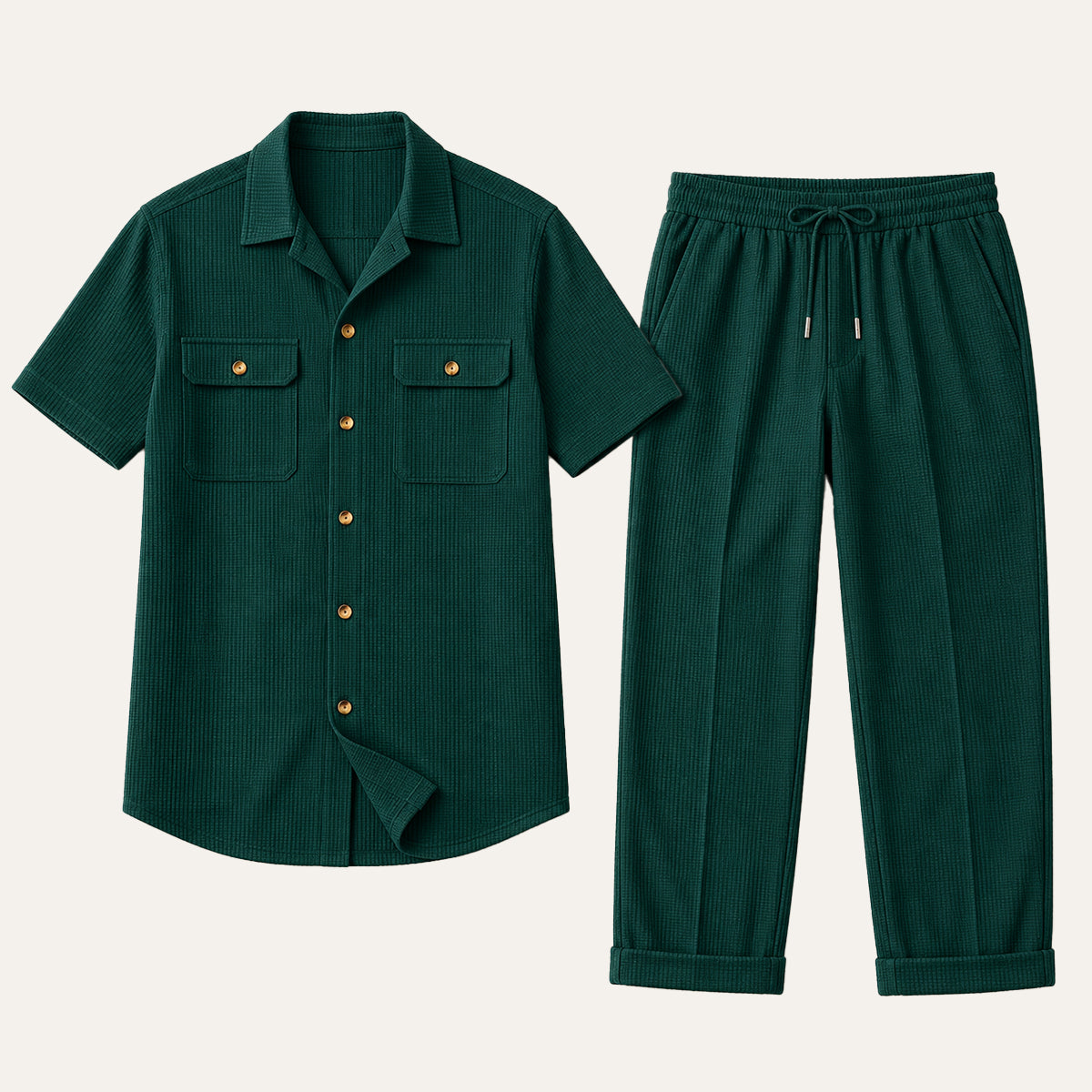 The Edgemont Men’s Casual Button Up Shirt & Pants Set