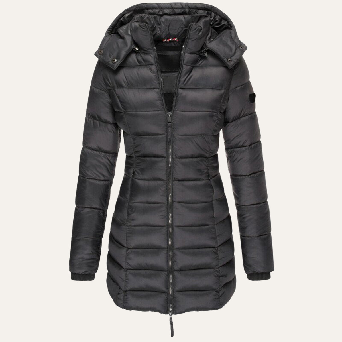 Women's Hooded Down Jacket for Autumn/Winter with Zipper