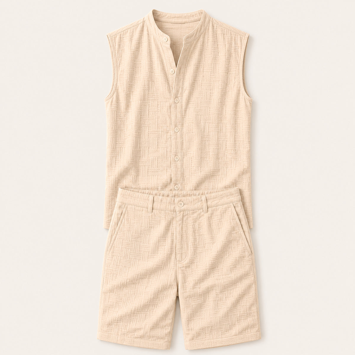 The Ironbridge Men’s Summer Sleeveless Button Up Shirt & Shorts Set