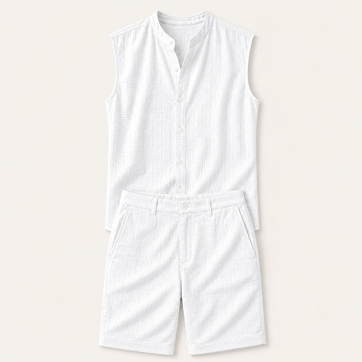The Ironbridge Men’s Summer Sleeveless Button Up Shirt & Shorts Set