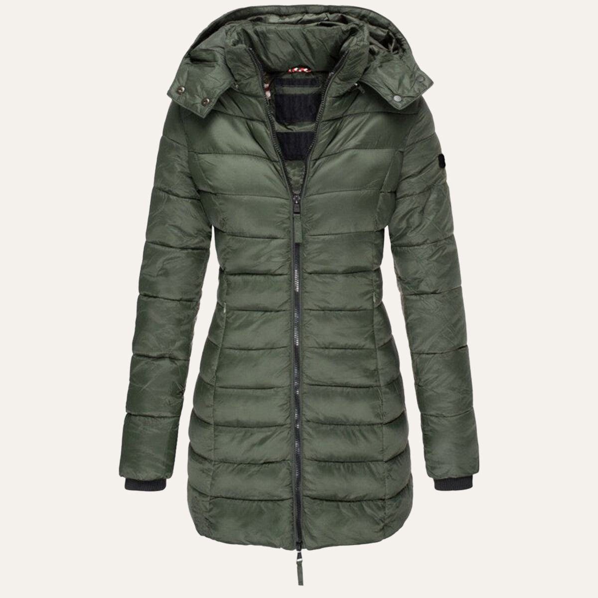 Women's Hooded Down Jacket for Autumn/Winter with Zipper