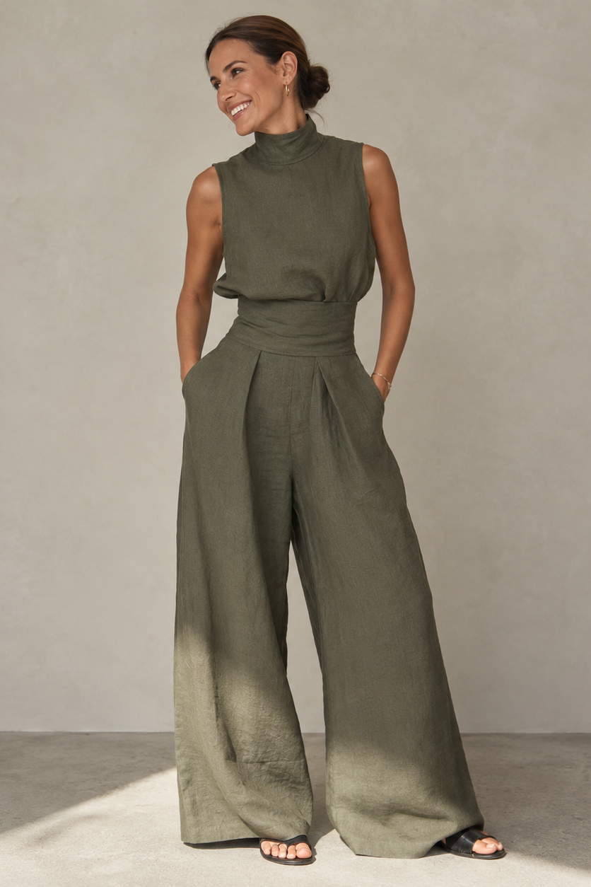 Women's High Neck Wide Leg Jumpsuit