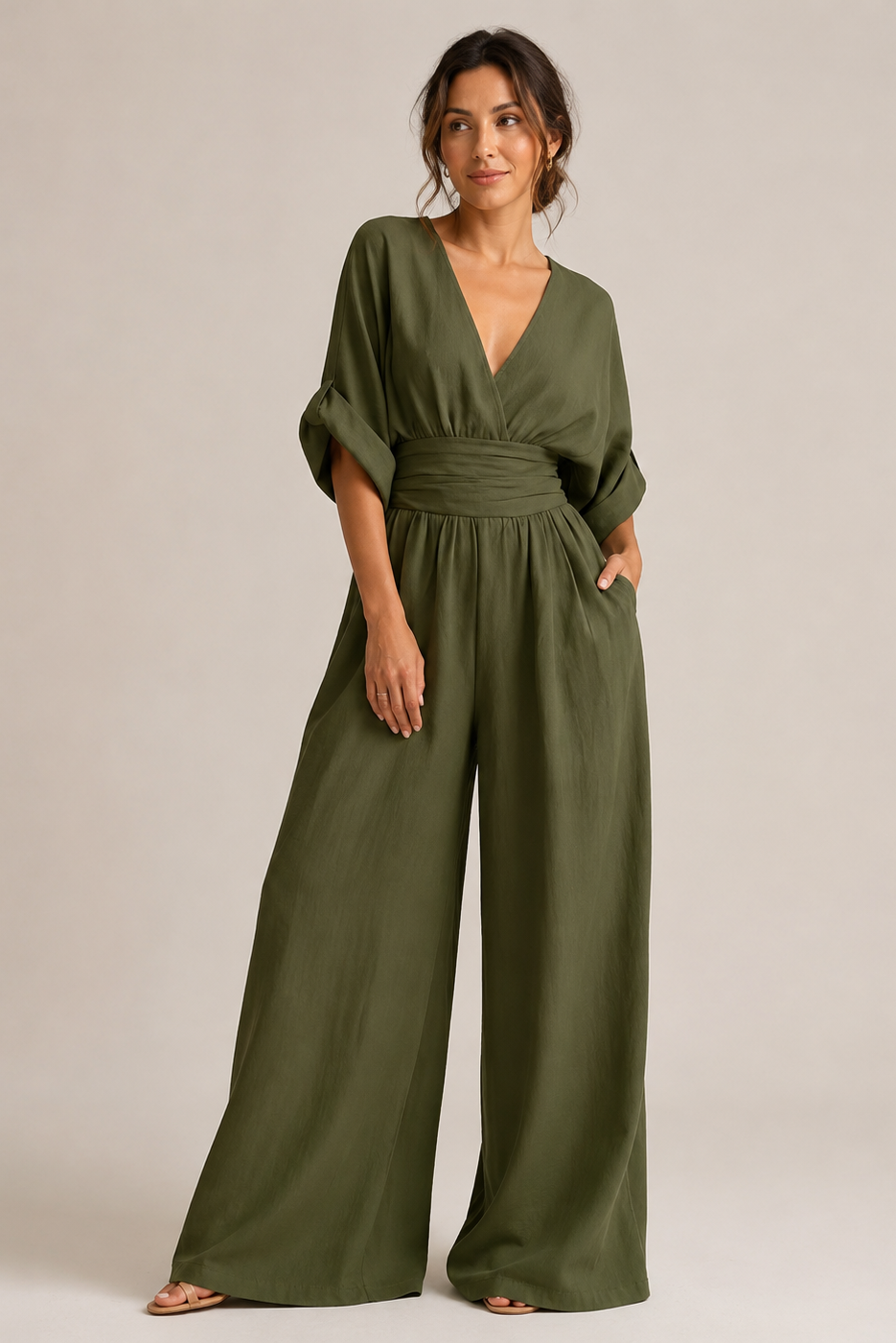 Women's Belted Wide Leg Jumpsuit