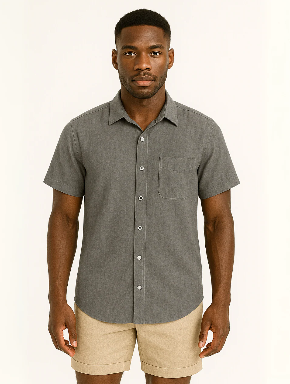 The Monaco Men's Linen Old Money Short-Sleeve White Shirt