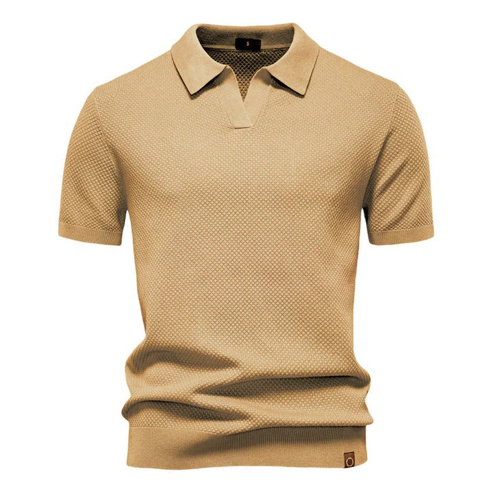 The Desenzano Men's Smart Knit Open Collar Polo Shirt