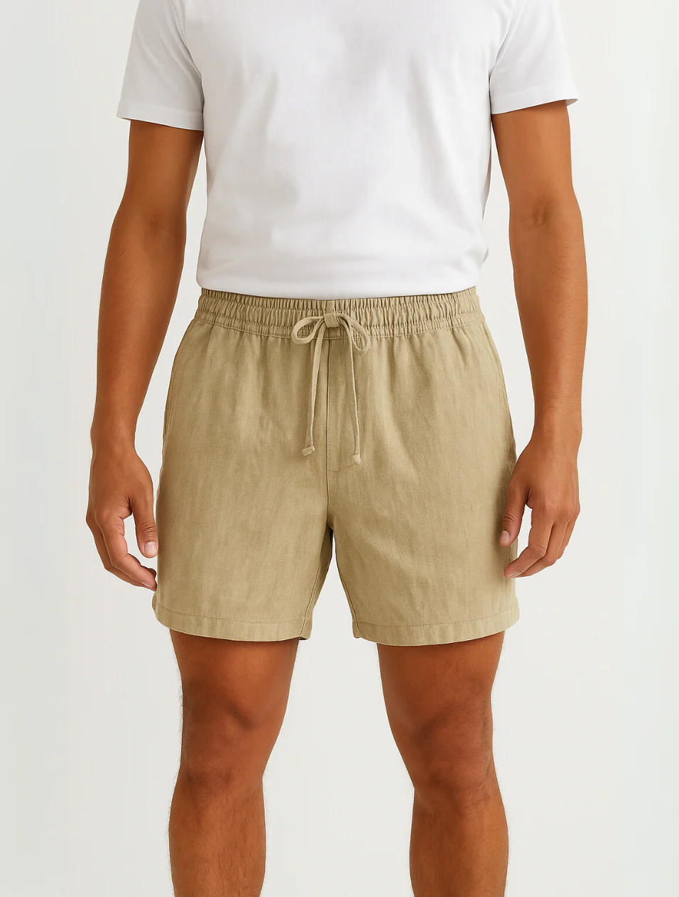 The Lisbon Men's Linen Old Money Beige Shorts
