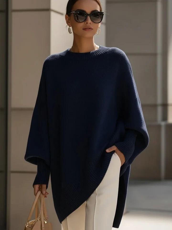 Women's Oversized Sweater with Asymmetrical Hem