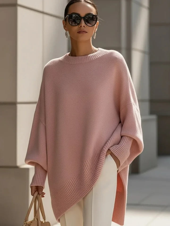 Women's Oversized Sweater with Asymmetrical Hem