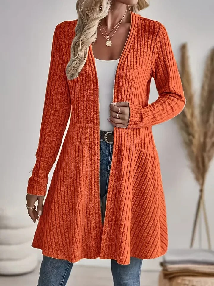 Women's Open Front Cardigan with Ruffle Hem