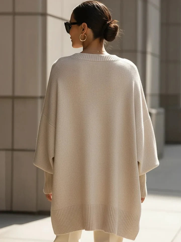 Women's Oversized Sweater with Asymmetrical Hem