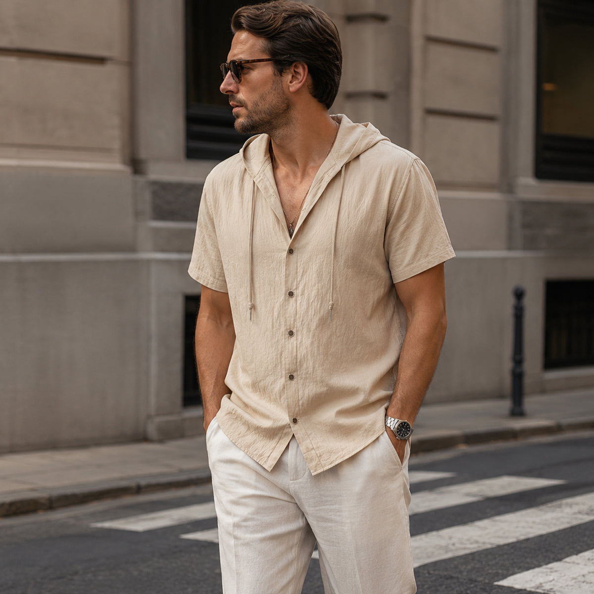 The Fairhaven Ridge Men’s Lightweight Hooded Cotton Linen Shirt