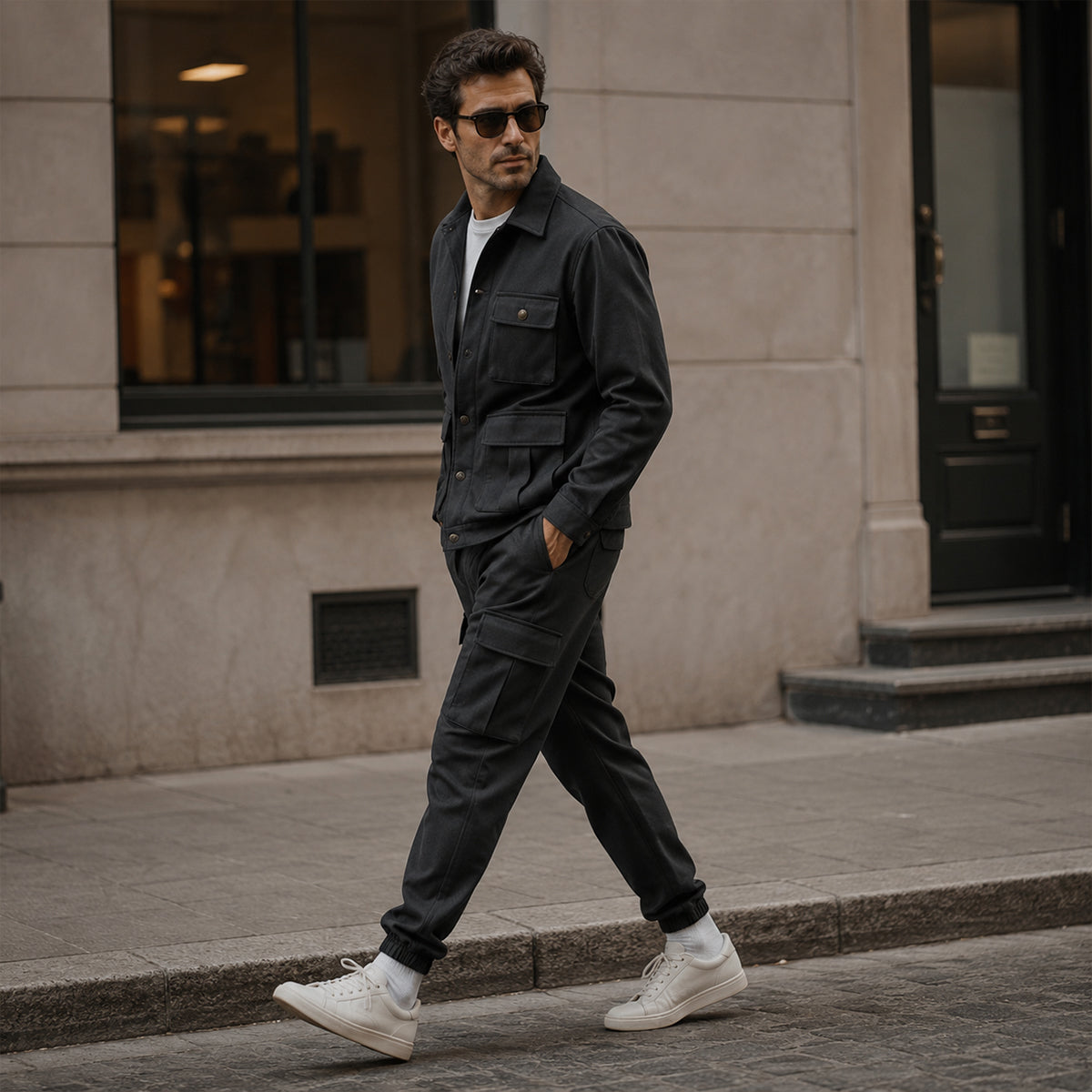 The Mantova Men’s Trendy Utility Cargo Set – Jacket and Pants
