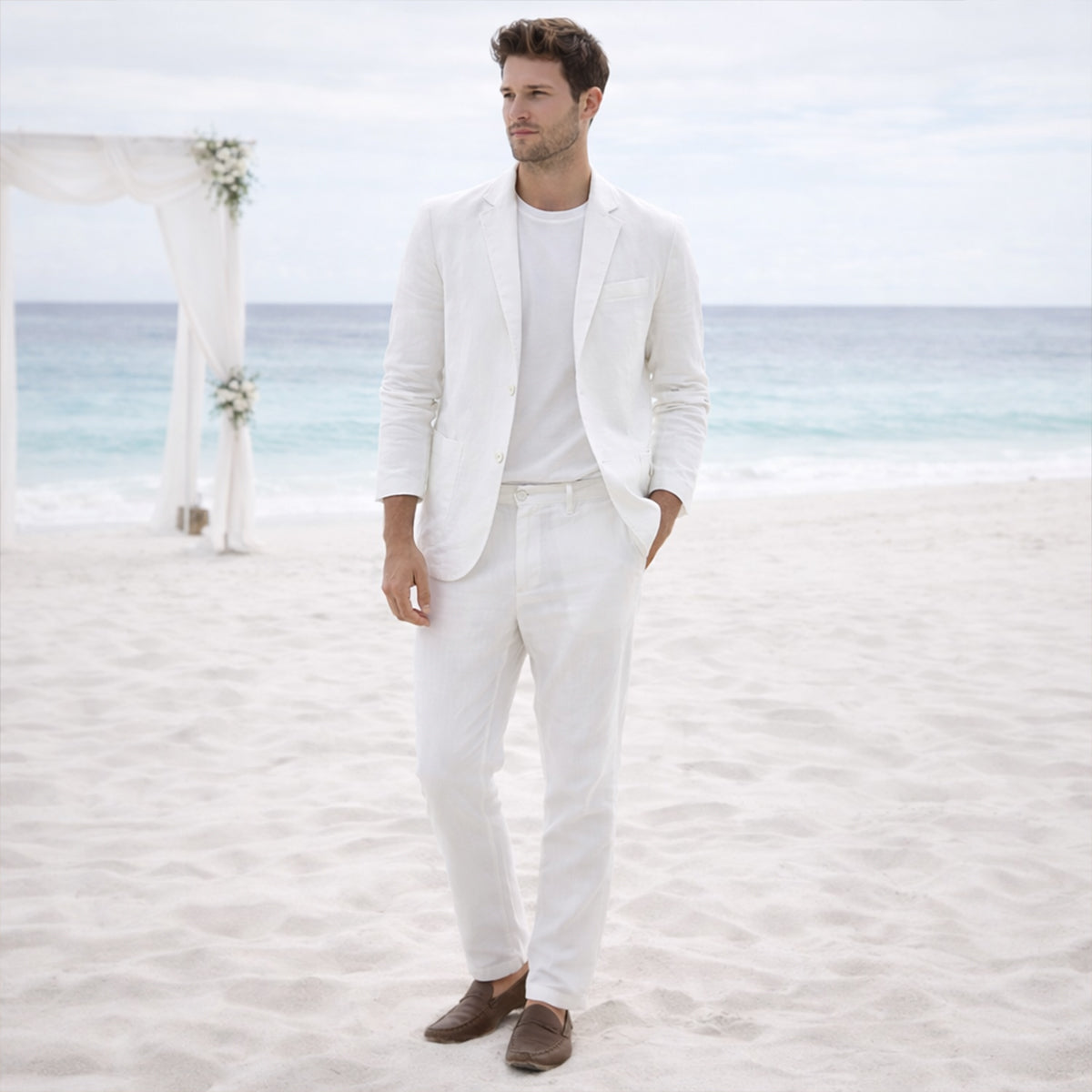 The Vipiteno Men’s Cotton Linen Two Piece Suit Set – Casual Blazer and Pants