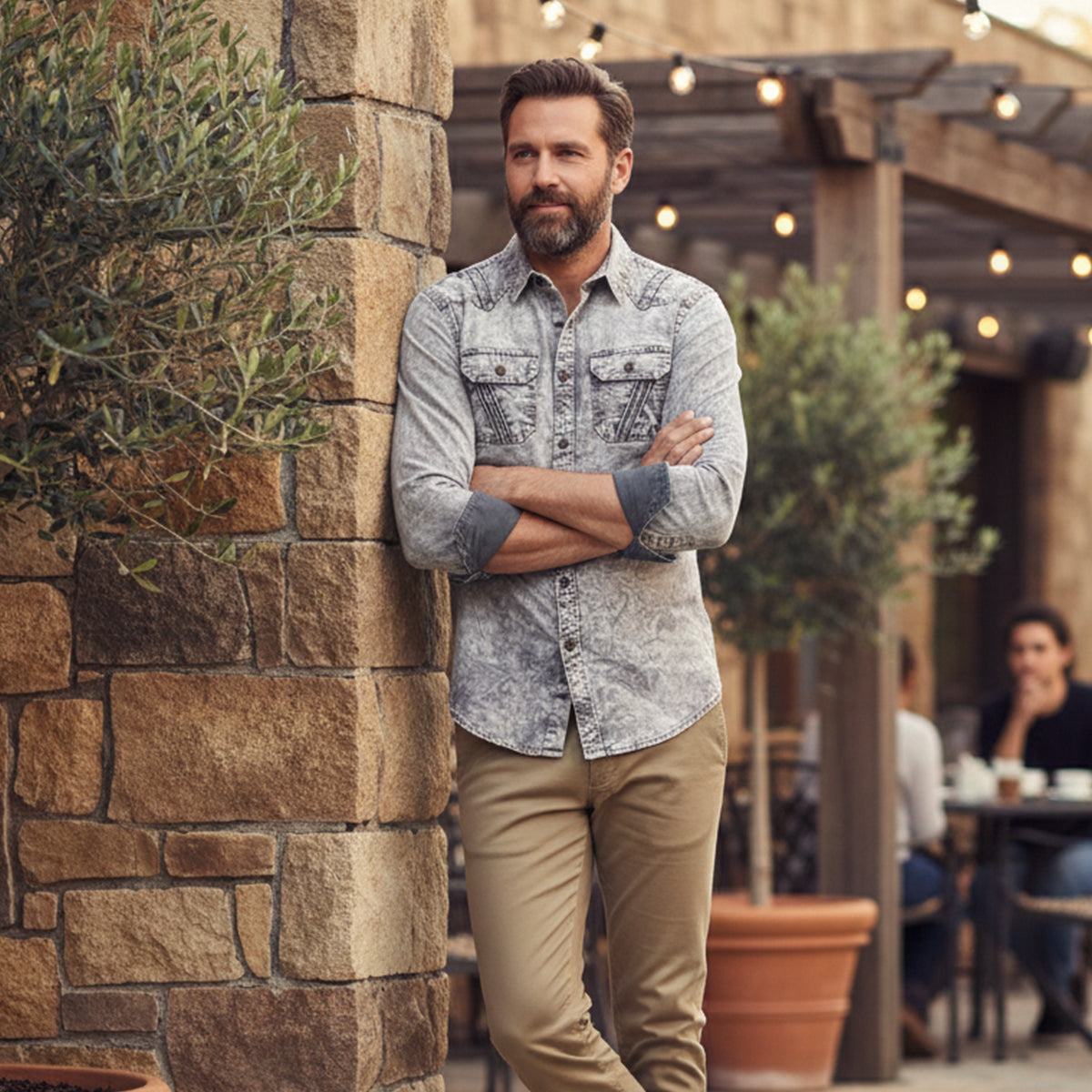 The Fairbrook Men’s Light Grey Vintage Denim Shirt