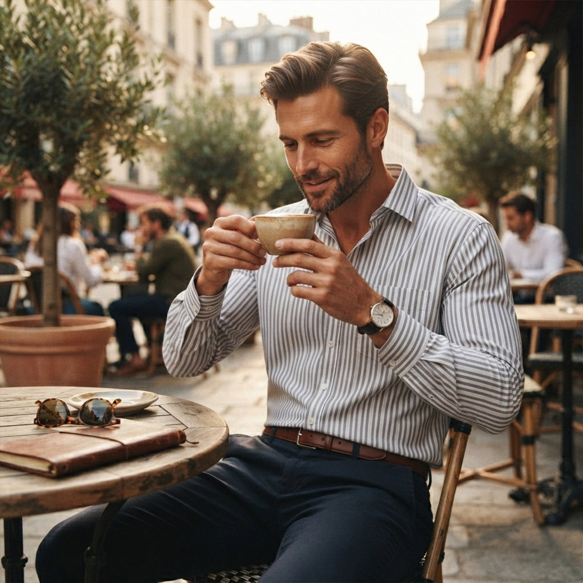 The Lecco Men’s Slim Fit Striped Business Dress Shirt