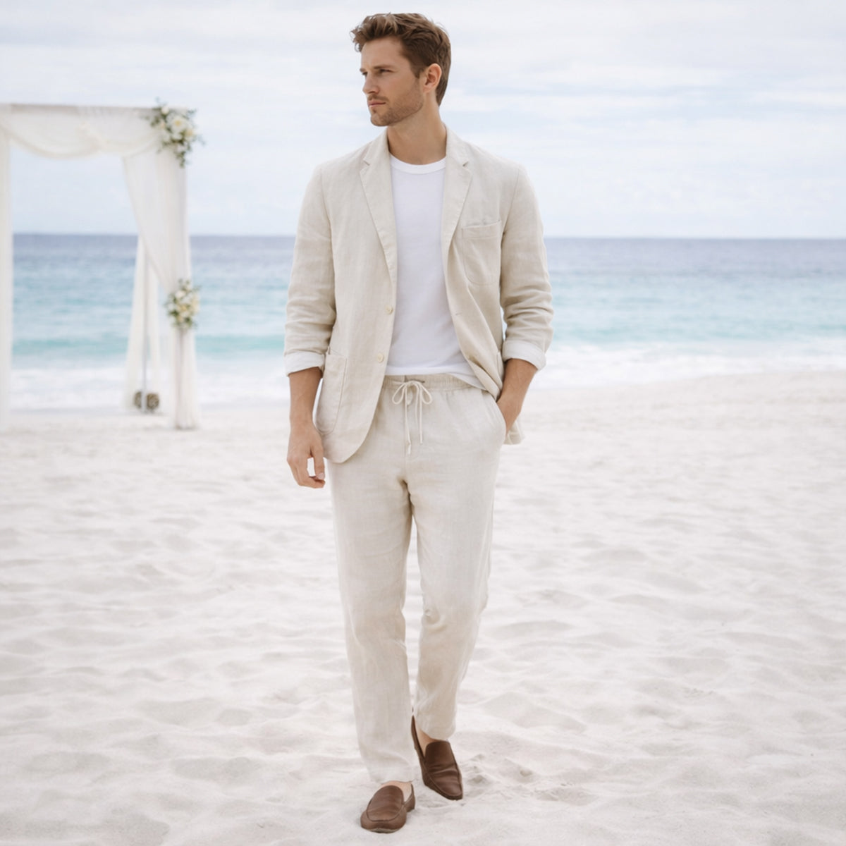 The Vipiteno Men’s Cotton Linen Two Piece Suit Set – Casual Blazer and Pants
