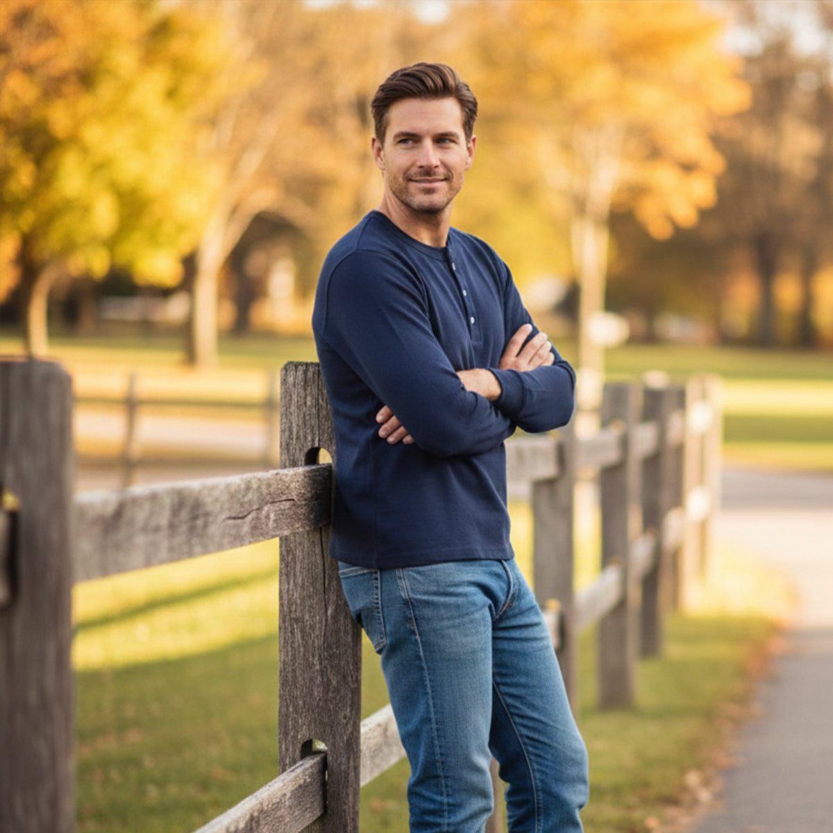 The Umbria Men’s Lightweight Cotton Casual Henley Shirt