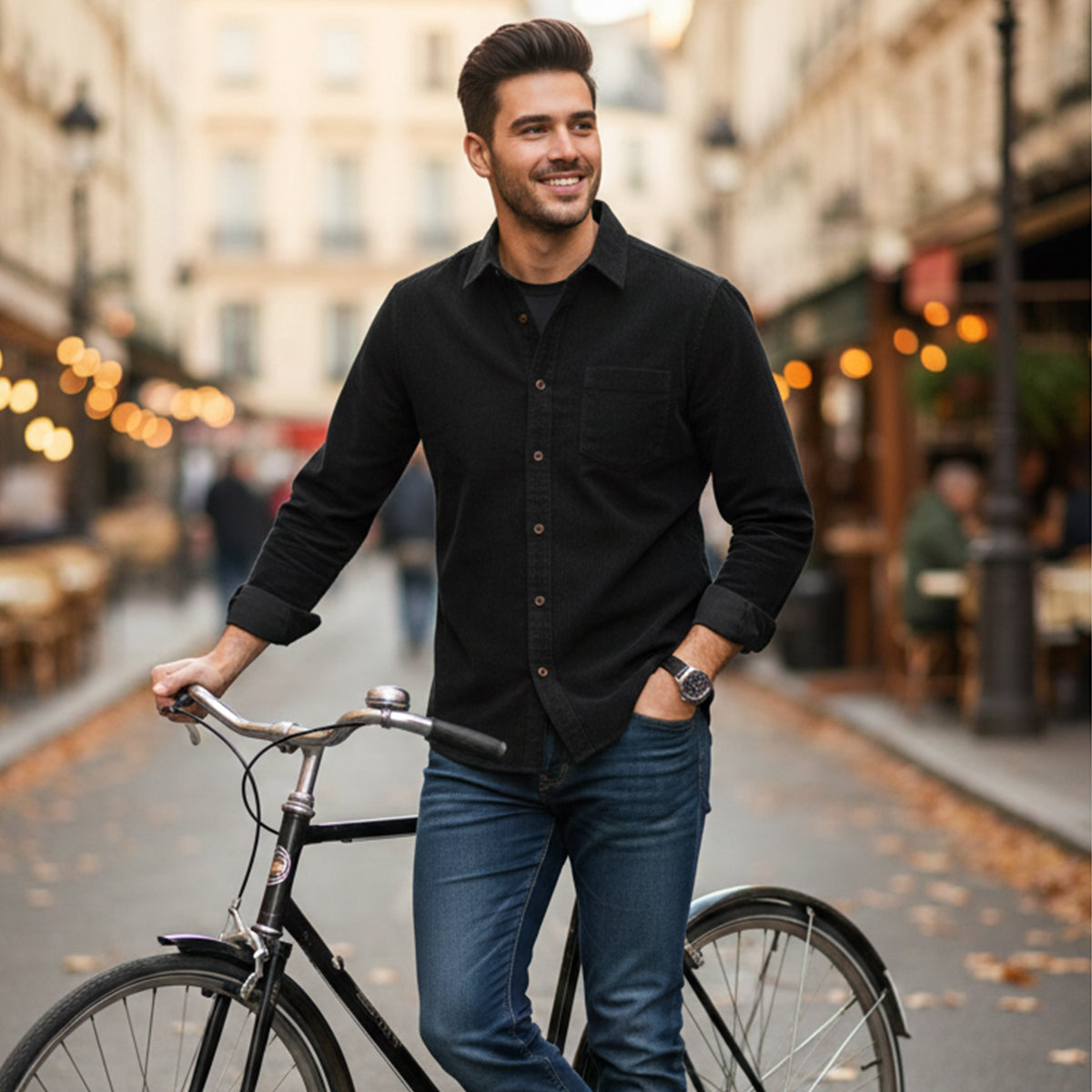 The Appenzell Men’s Solid Color Casual Corduroy Shirt