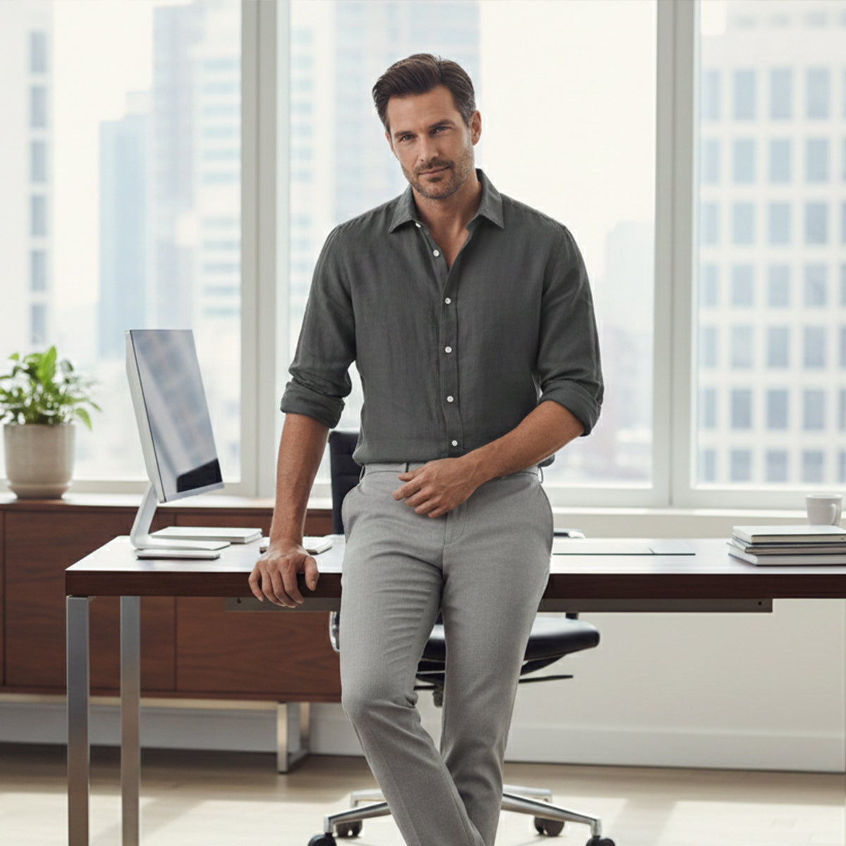 The Carlisle Men’s Breathable Relaxed Fit Cotton Linen Shirt