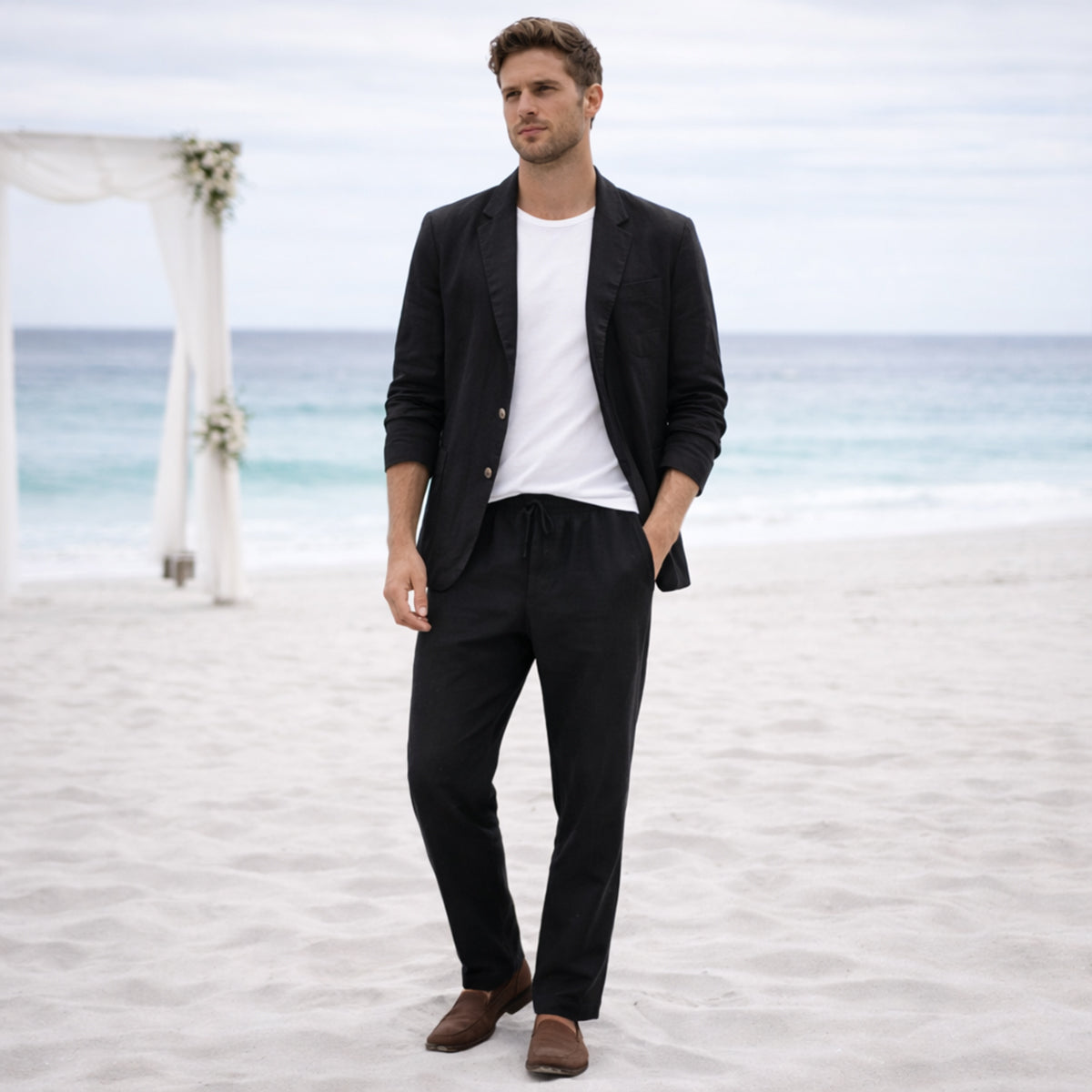 The Vipiteno Men’s Cotton Linen Two Piece Suit Set – Casual Blazer and Pants