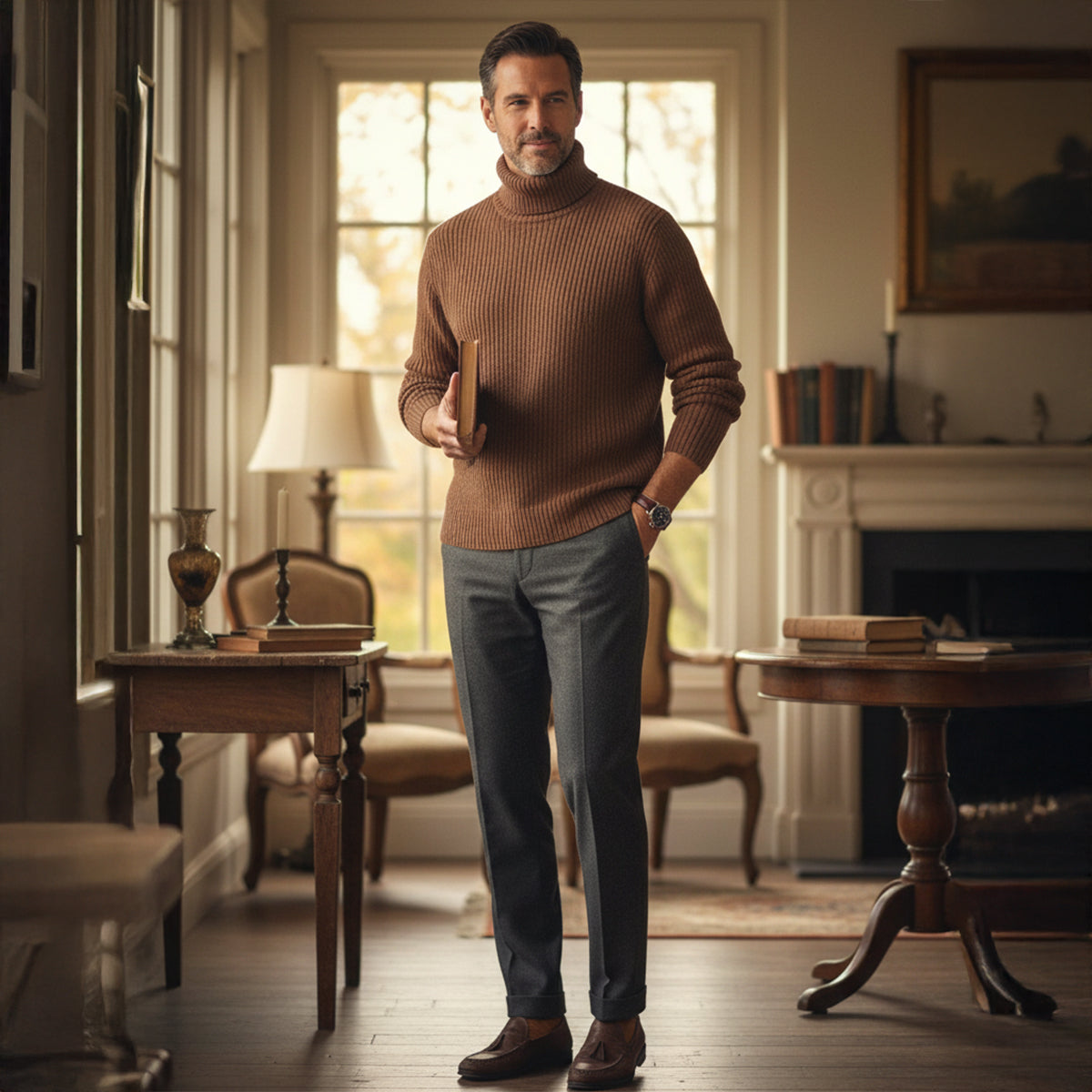 The Aosta Men’s Soft Knit Warm Turtleneck Sweater