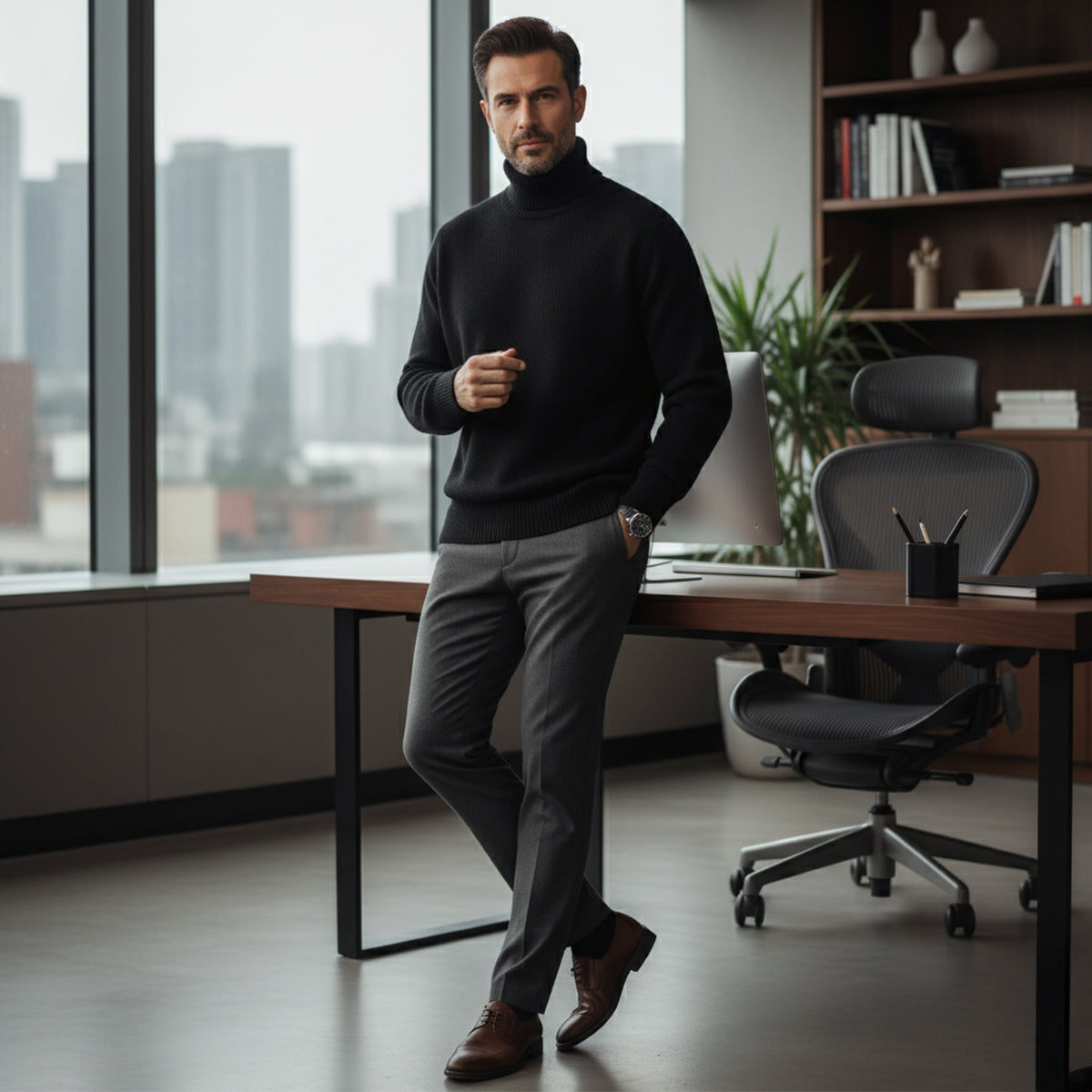 The Aosta Men’s Soft Knit Warm Turtleneck Sweater