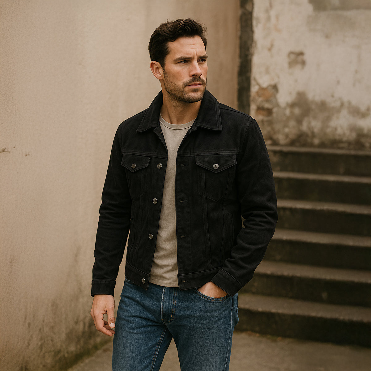 Men's Vintage Suede Cargo Jacket