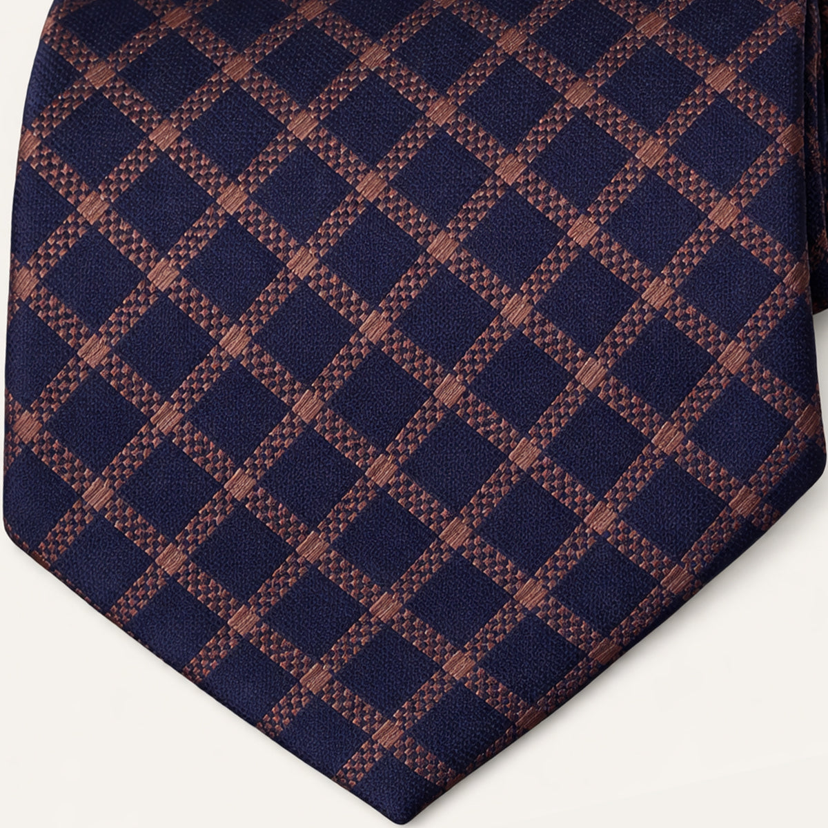The Monterosso Men’s Luxury Silk Neck Tie - Checked Navy Blue