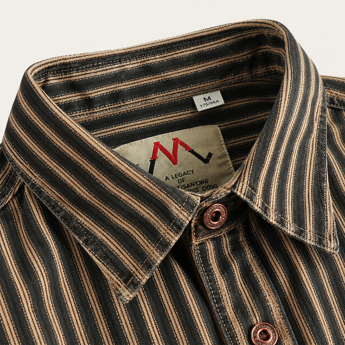 The Marseille Men's Cotton Retro Striped Button Up Shirt