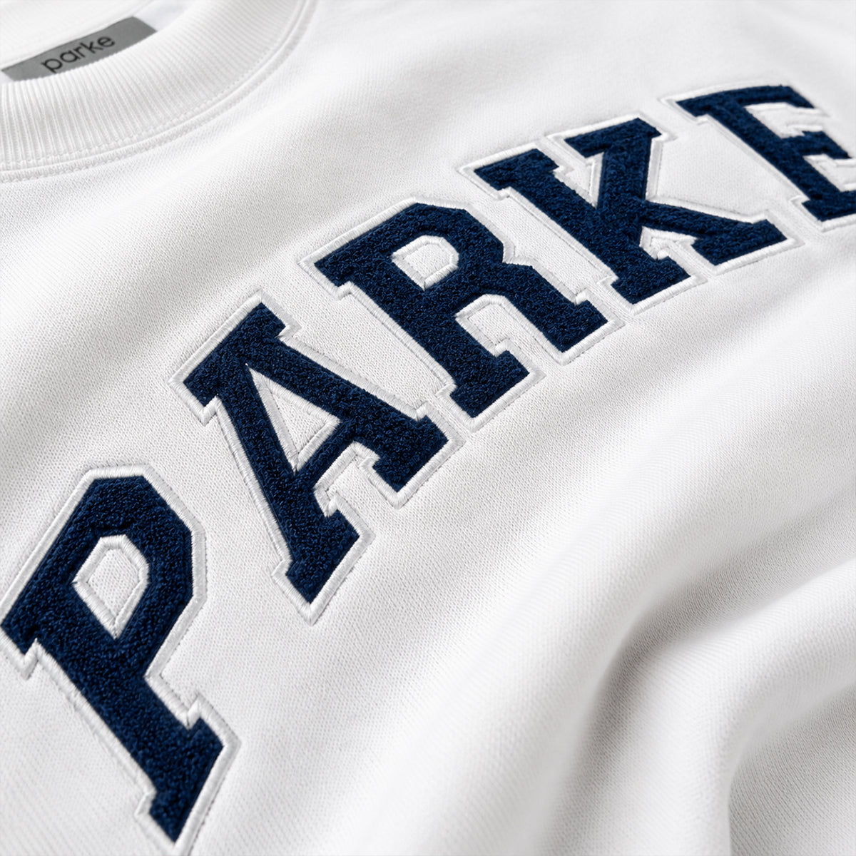Varsity Sweatshirt with Embroidered Letters - White