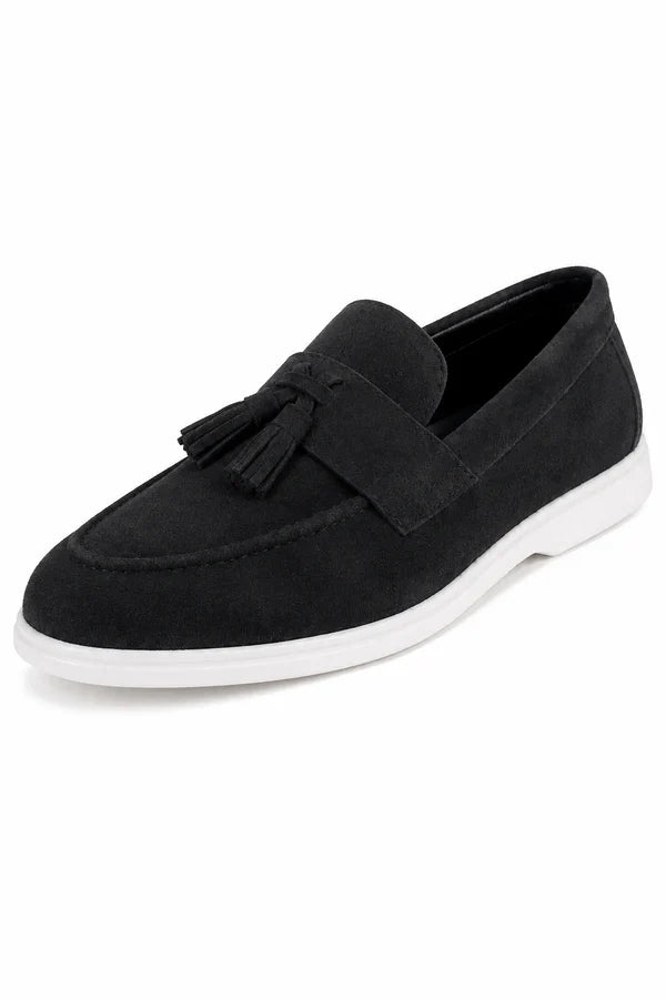 The Prescott Men's Suede Tassel Slip On Loafers - Black