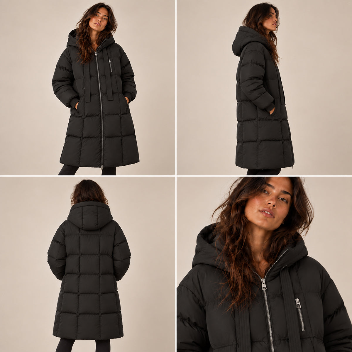 Women's Long Hooded Puffer Coat – Oversized Quilted Winter Jacket