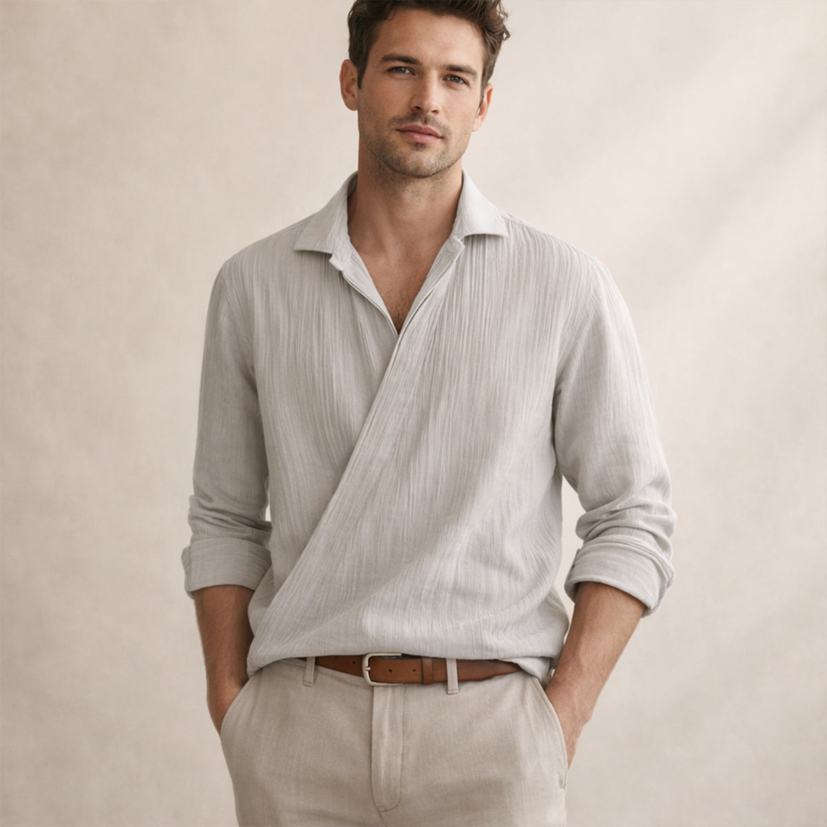 The Devonshire Men’s Slim Fit Business Dress Shirt – Gray