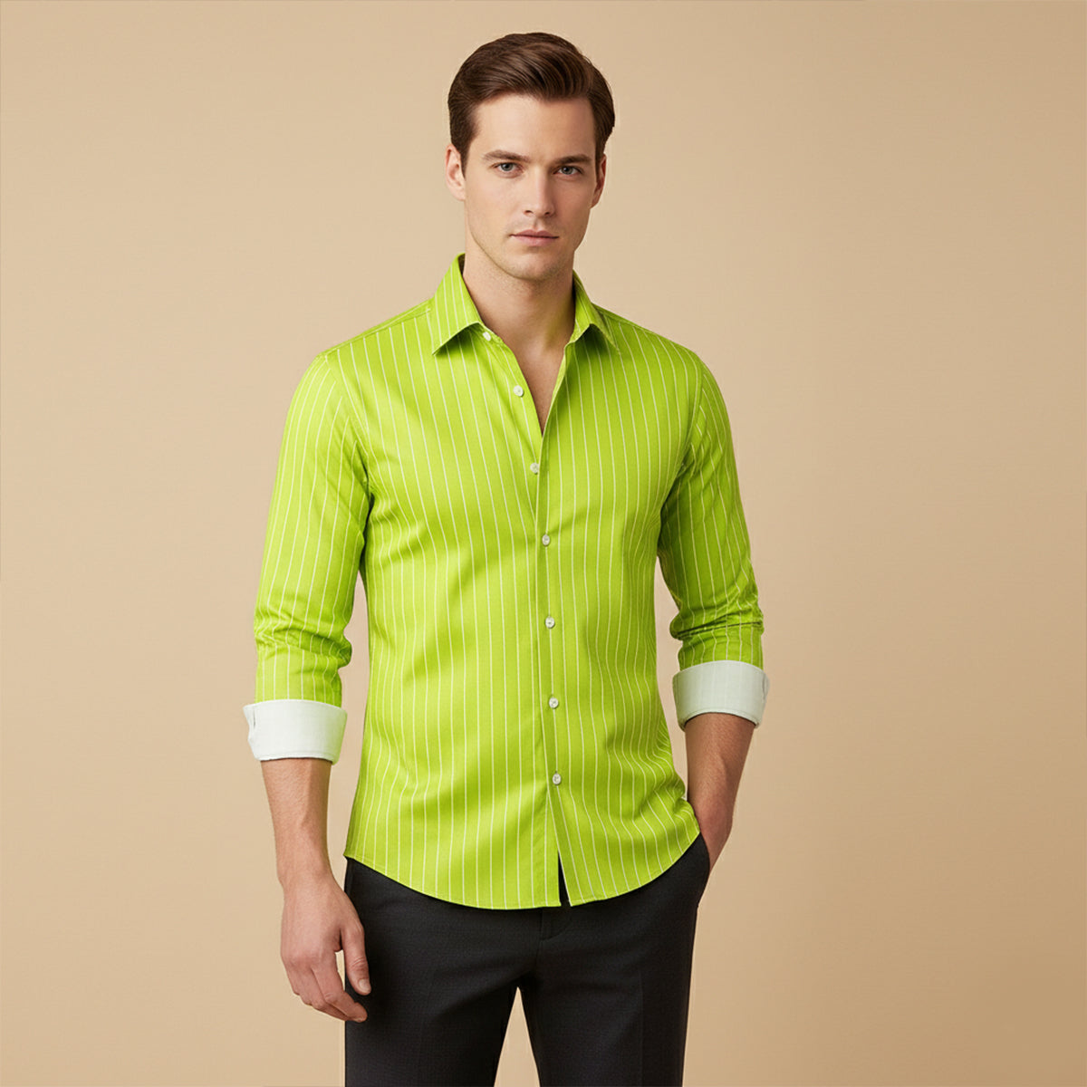 The Amalfi Men’s Casual Slim Fit Striped Button Up Shirt