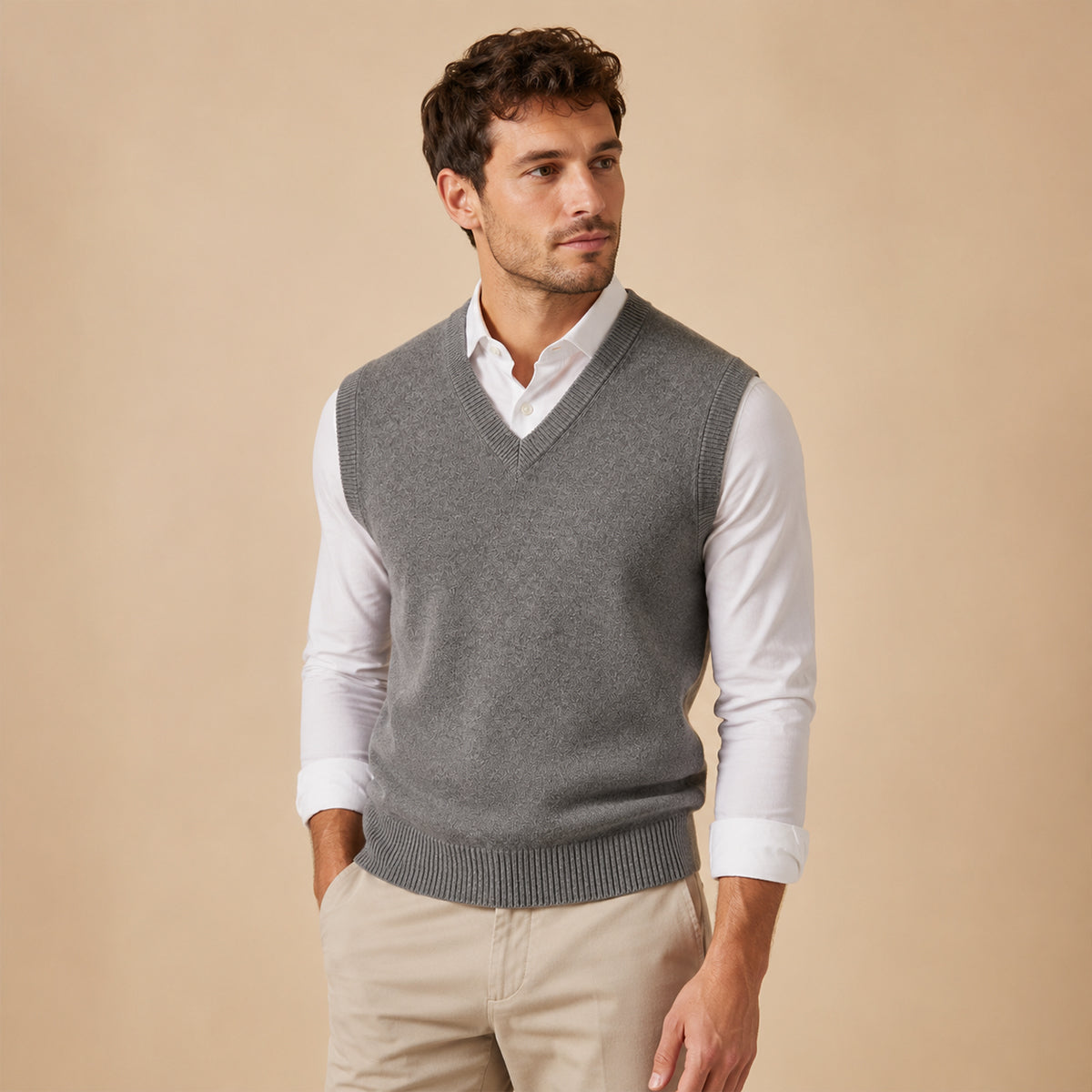 The Milan Men's V Neck Knit Cotton Vest