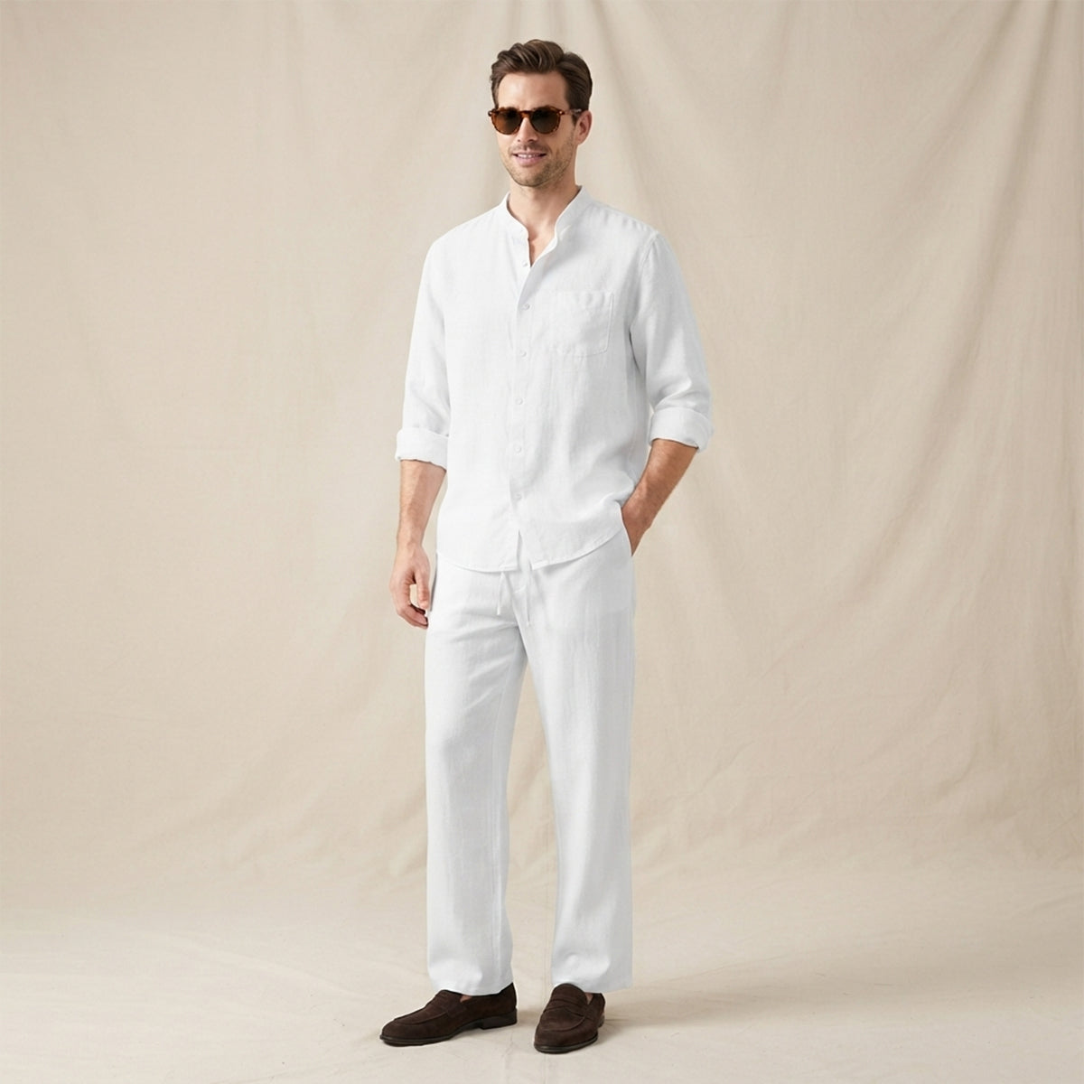 The Meadowwood Men’s Casual Linen Two Piece Set – Shirt & Pants