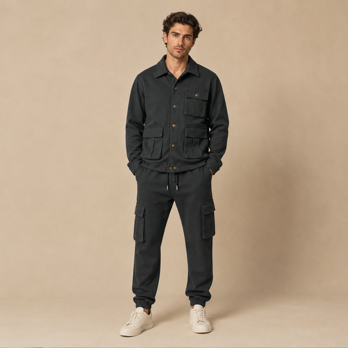 The Mantova Men’s Trendy Utility Cargo Set – Jacket and Pants