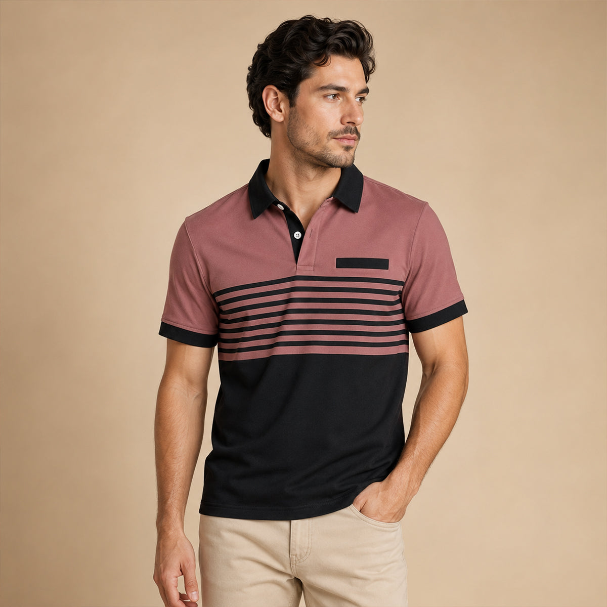 The Trieste Men’s Trendy Slim Fit Striped Polo Shirt