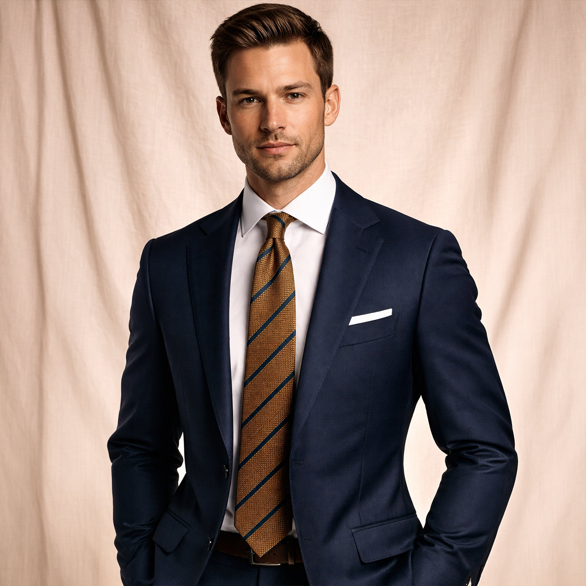 The Monterosso Men’s Luxury Silk Neck Tie - Gold